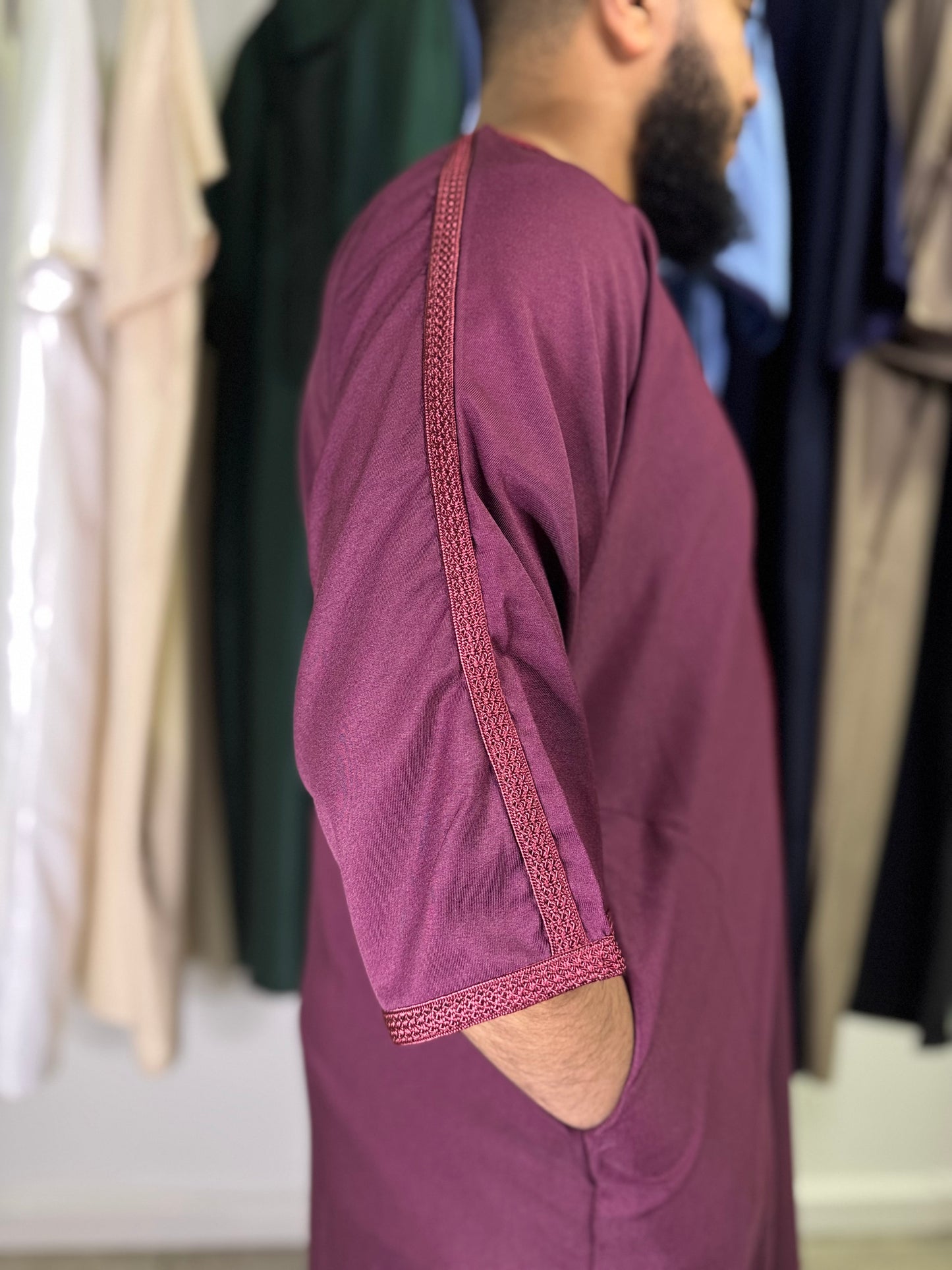 Marokkanische Gandoura - Bordeaux Rot