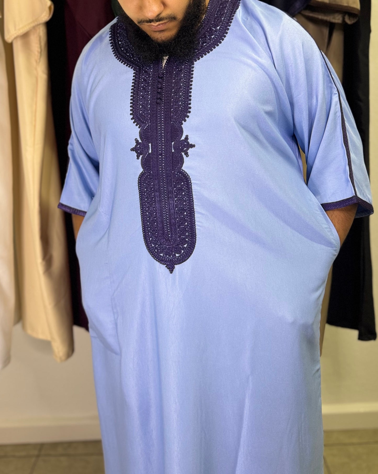 Marokkanische Gandoura-Blau/Dunkelblau
