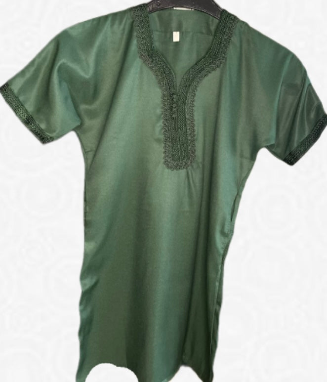 Marokkanische Kinder Gandoura-Waldgrün