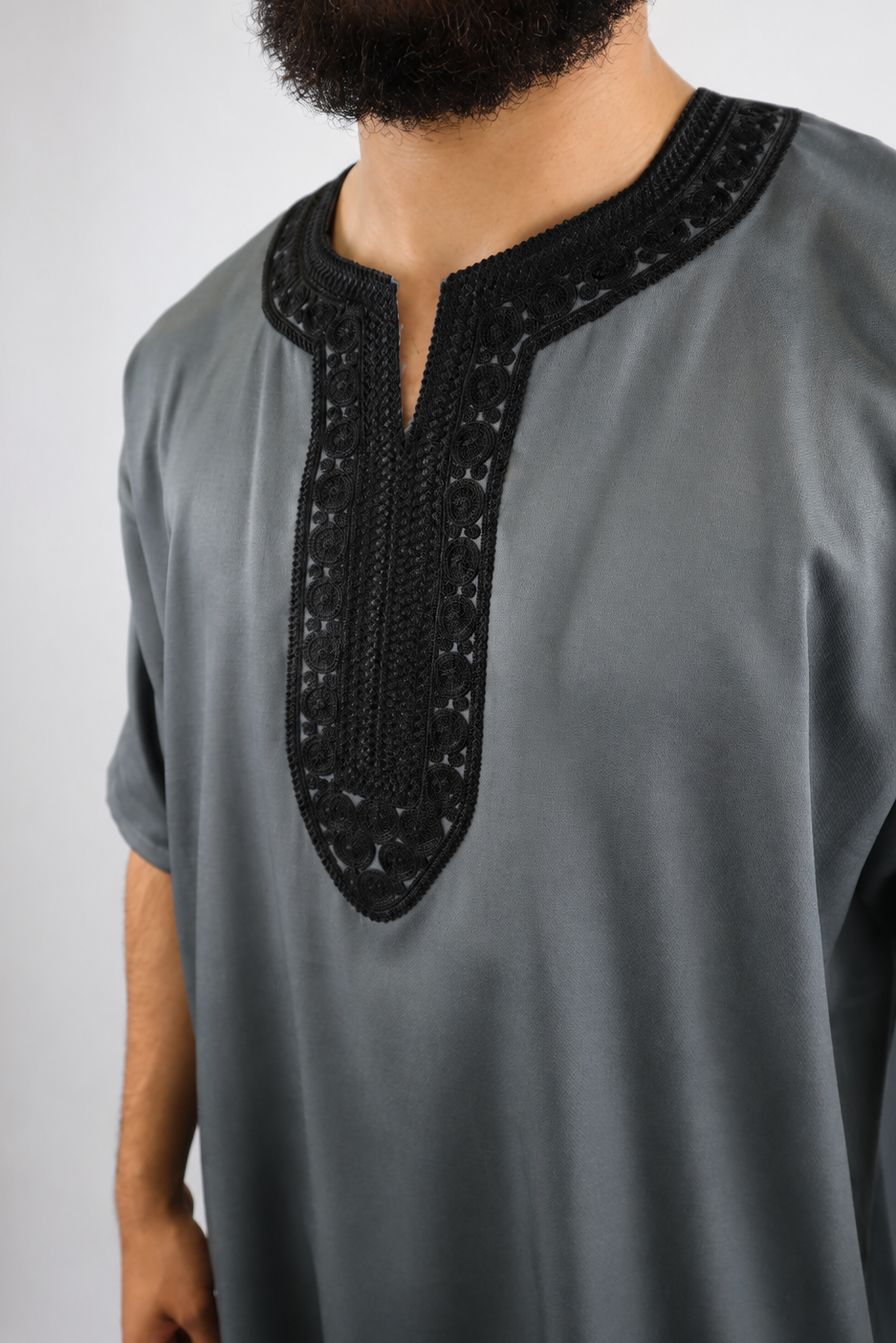 Zweiteiliges Tunika Set -Grau/Schwarz