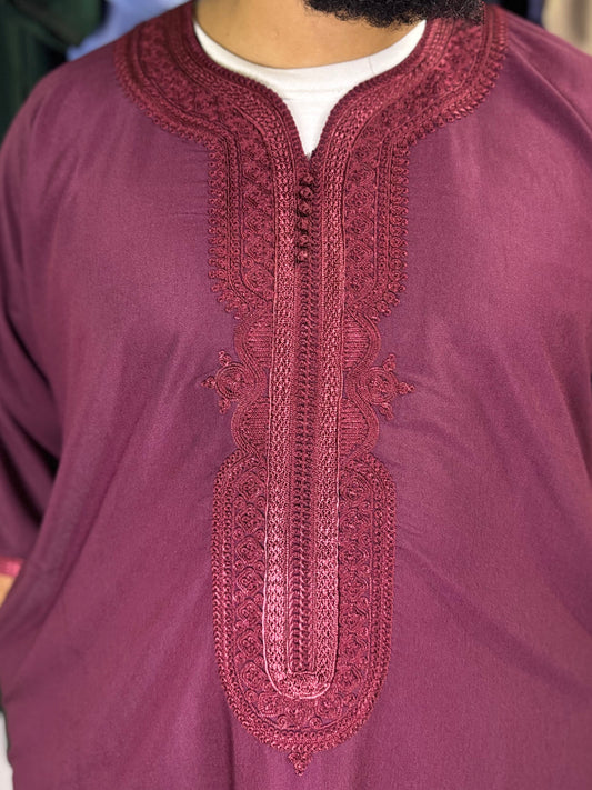 Marokkanische Gandoura - Bordeaux Rot