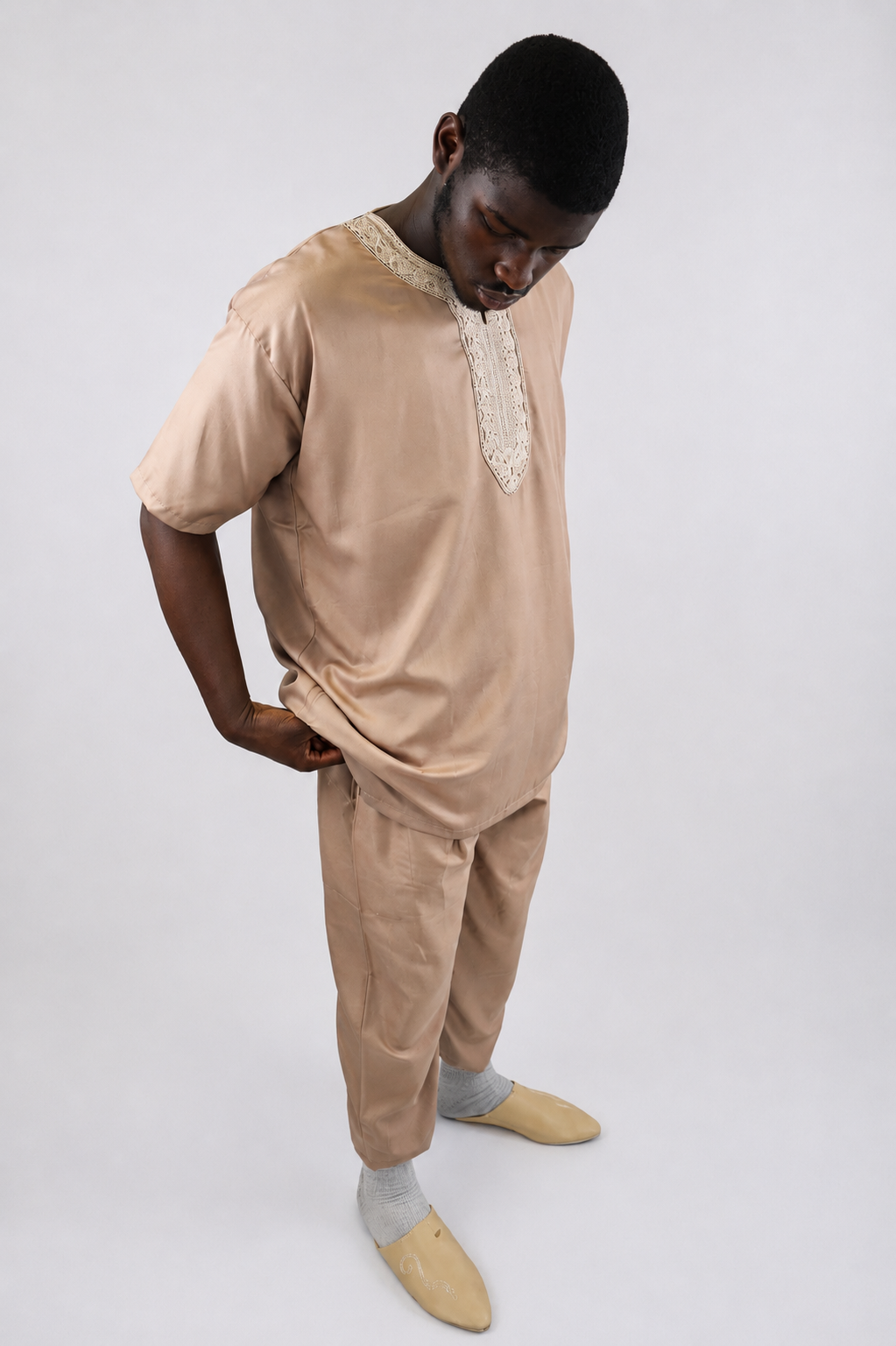 Zweiteiliges Tunika Set -Sandbeige