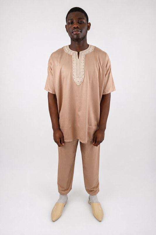 Zweiteiliges Tunika Set -Sandbeige