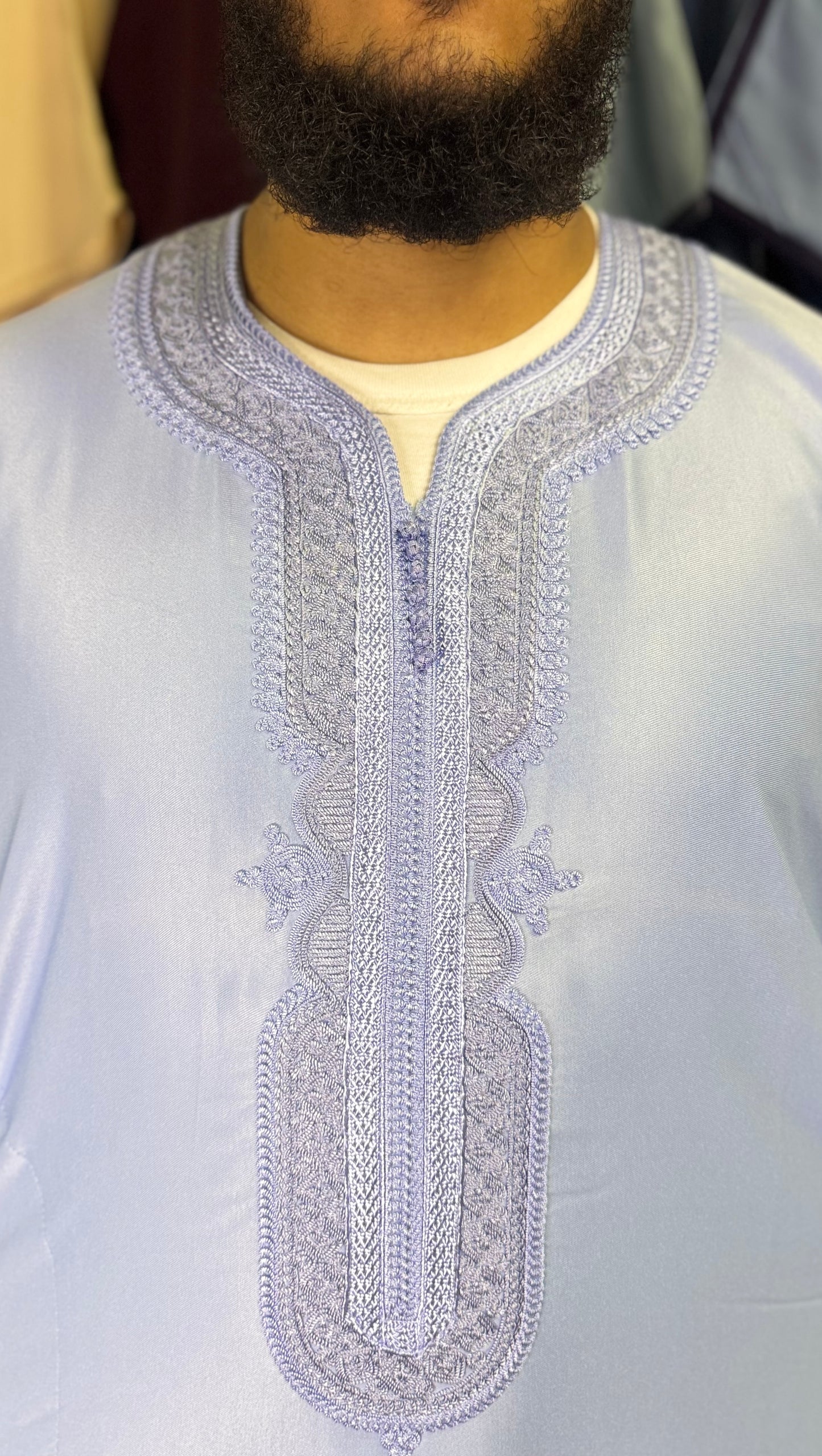 Marokkanische Gandoura - Himmelblau