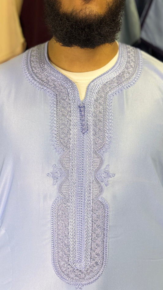 Marokkanische Gandoura - Himmelblau