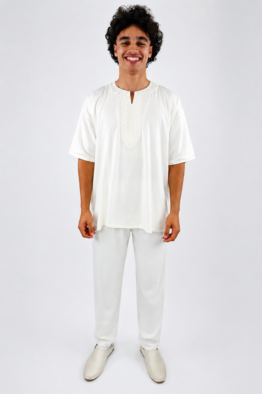 Zweiteiliges Tunika Set - Weiß