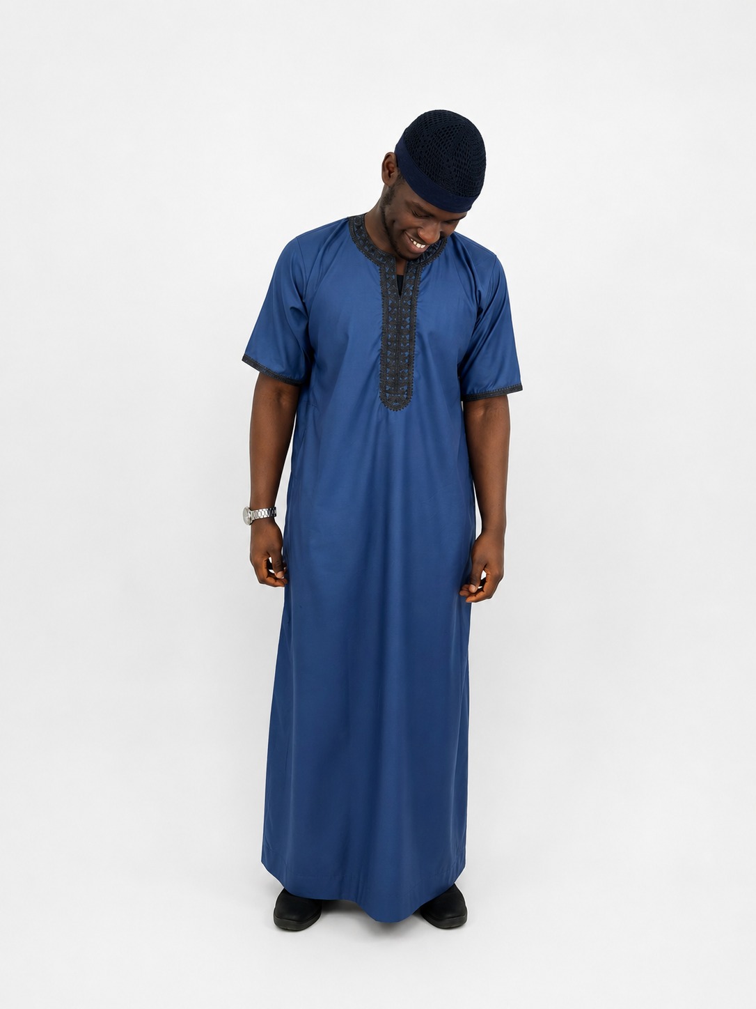 Bestickte Herren Abaya -Dunkelblau